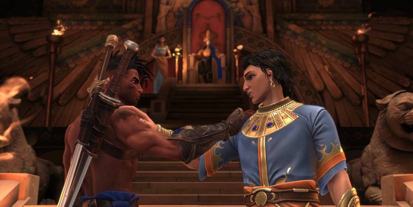 Sargon talking to Prince Ghassan in Prince of Persia The Lost Crown