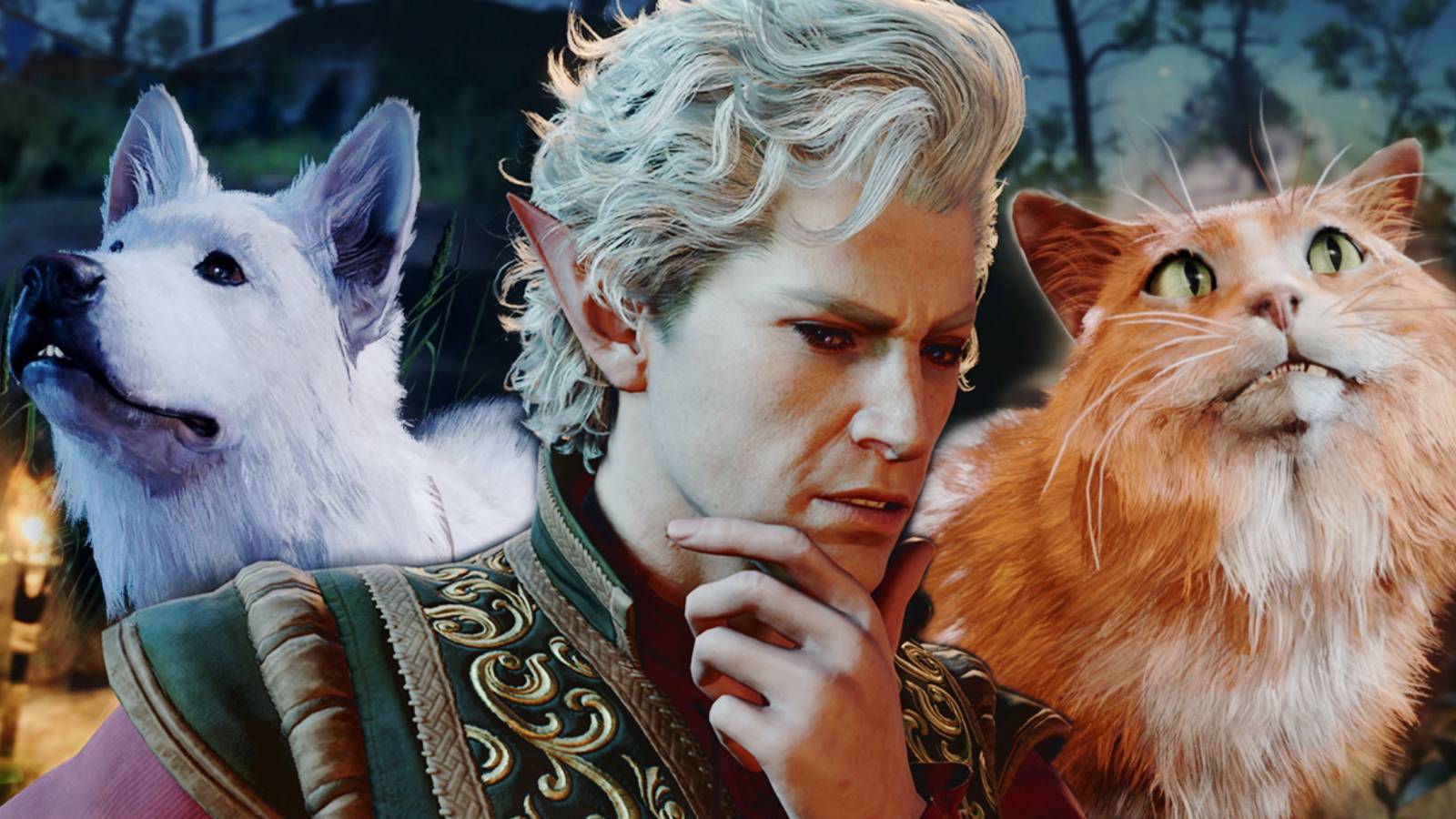 Scratch, Astarion, and Malta from Baldur's Gate 3