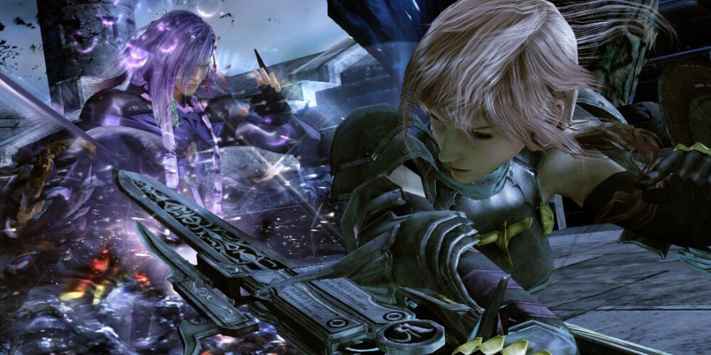 Lightning fighting with Caius in Lightning Returns: Final Fantasy 13