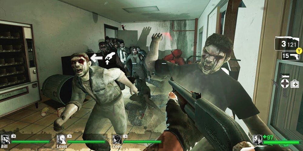 Zombies running towards Francis in Left 4 Dead 