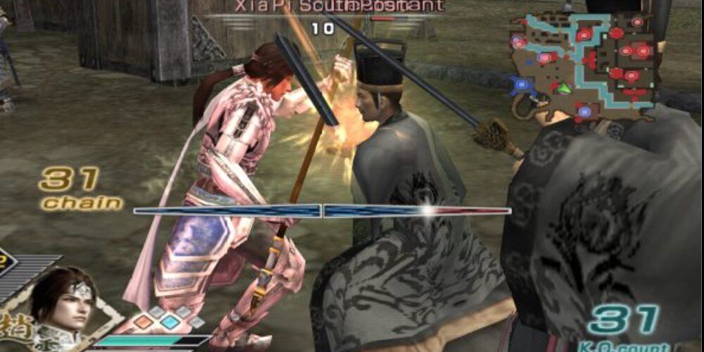 Two officers clashing in a duel in Dynasty Warriors 6