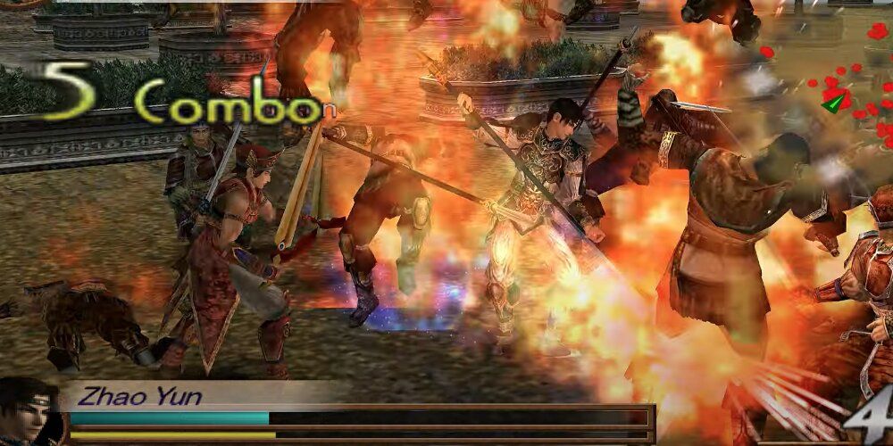 Zhao Fun unleashing a fiery attack in Dynasty Warriors 3