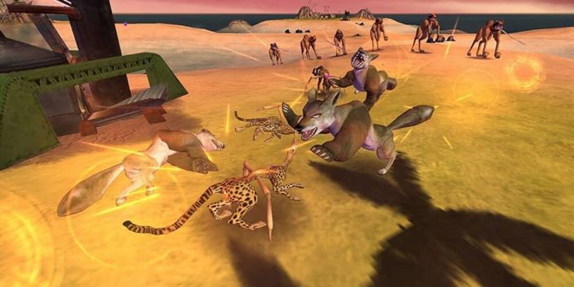 Modified creatures fighting one another in Impossible Creatures