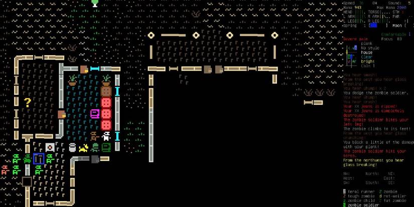 Player moving around a map in Cataclysm: Dark Days Ahead