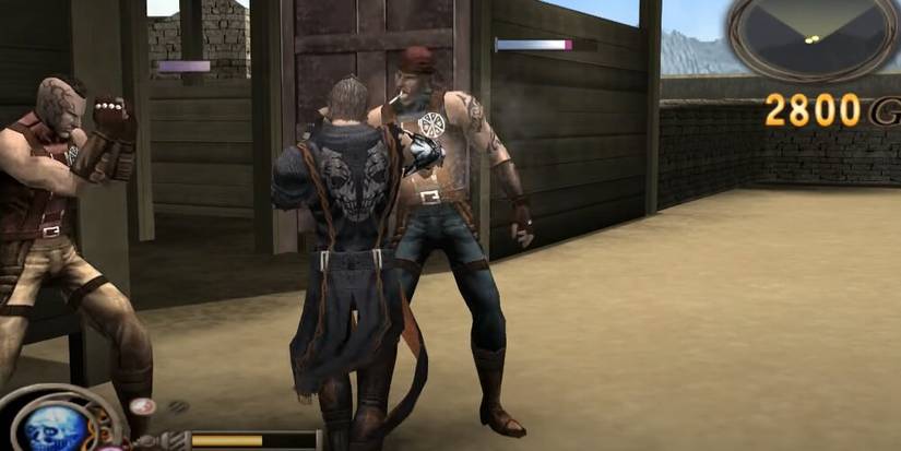 Gene punching a thug in God Hand