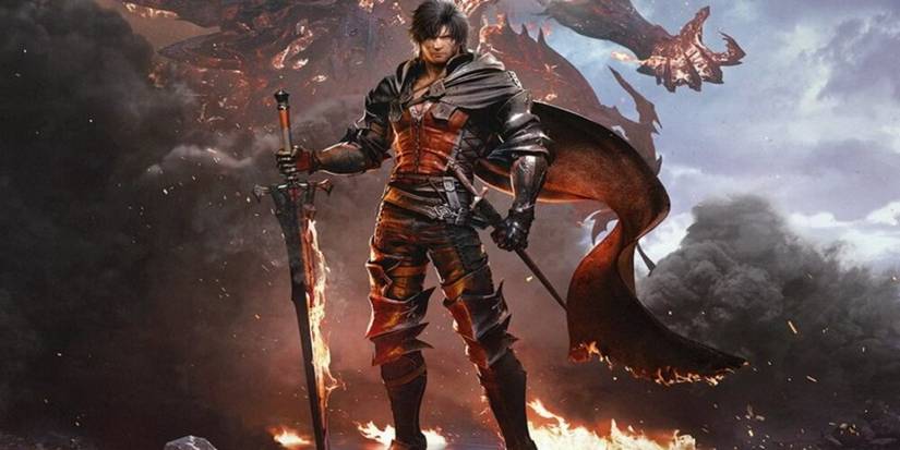 Clive standing with his sword 