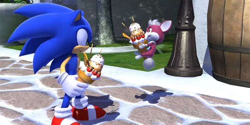 Sonic and Chip enjoying ice cream 