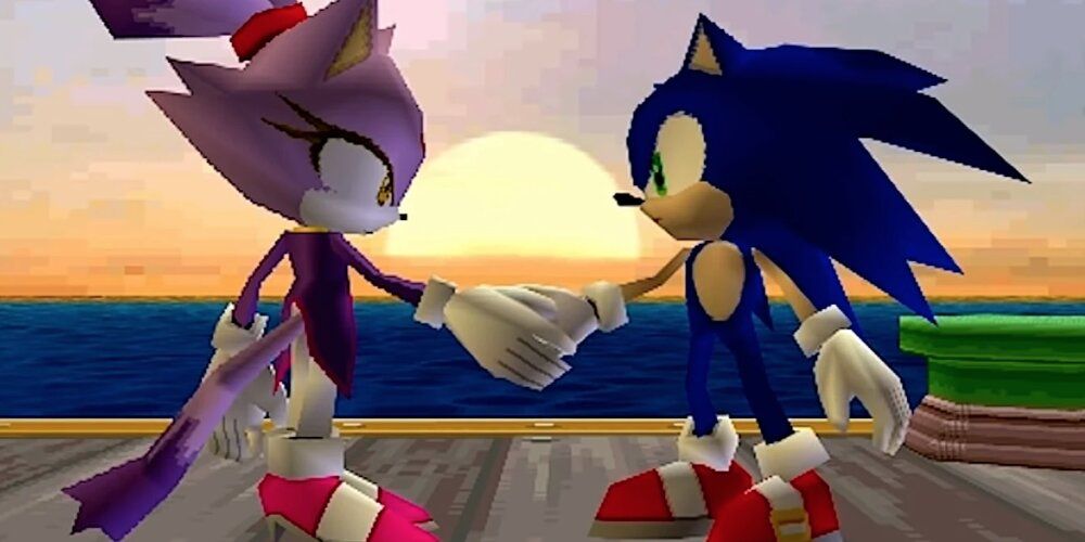 Sonic and Blaze shaking hands 