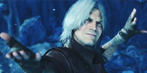 Dante making a funny gesture in Devil May Cry 5 