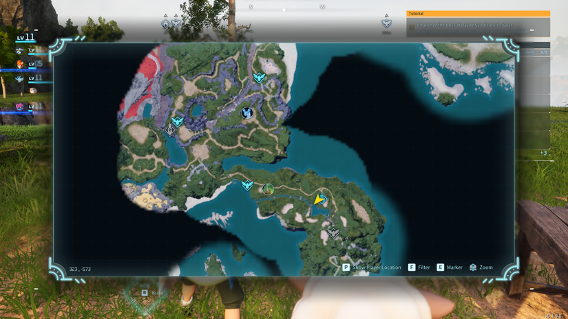 Map of the starting island in Palworld