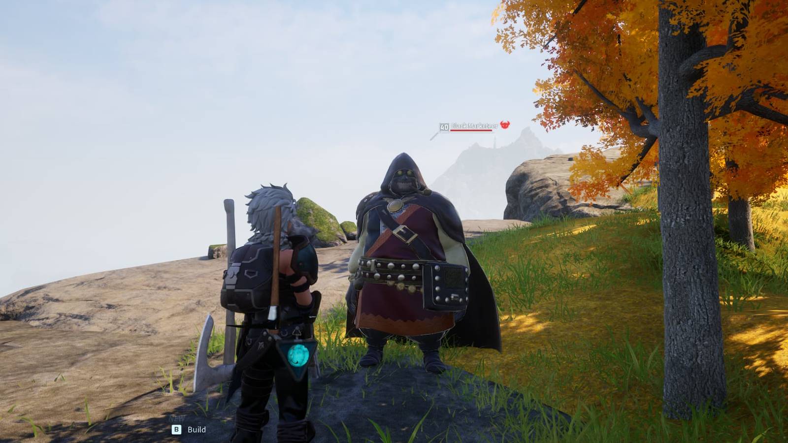 Black Marketeer near a cliff edge in Palworld