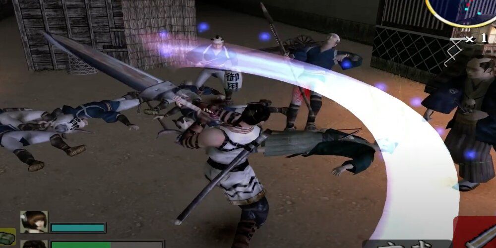 Samurai using a longsword to slash multiple enemies in a row 