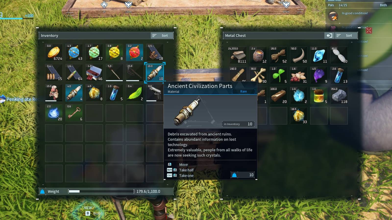 Ancient Civilization Parts description in Palworld