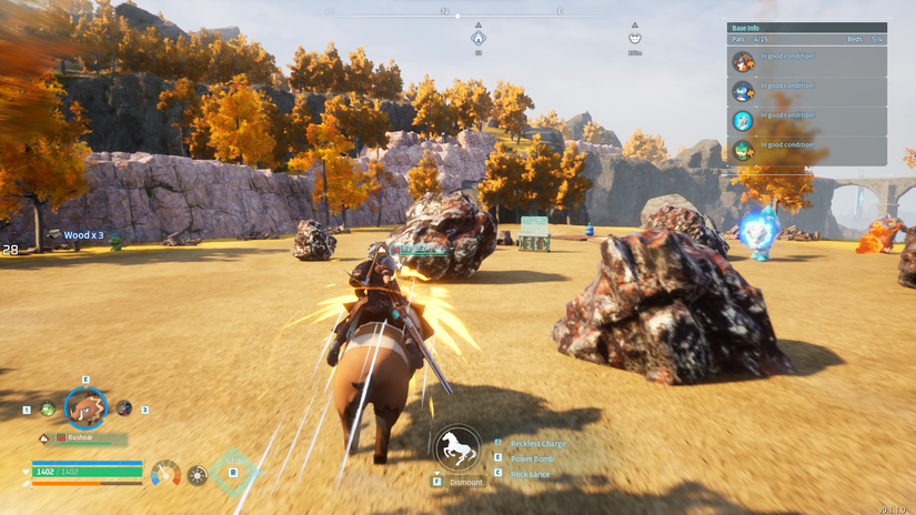 A rushing Rushoar in Palworld