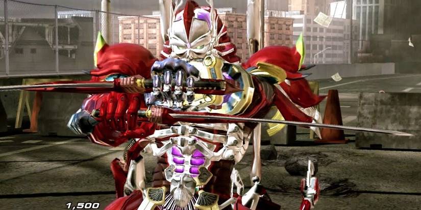 Yoshimitsu crossing his blades 