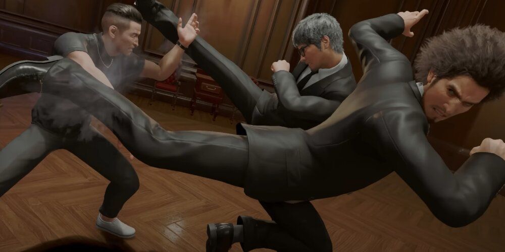 Ichiban and Kiryu kicking Wong Tou 