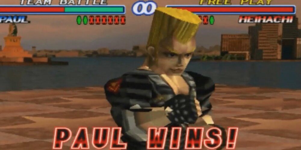 Paul with a big head in Tekken 2