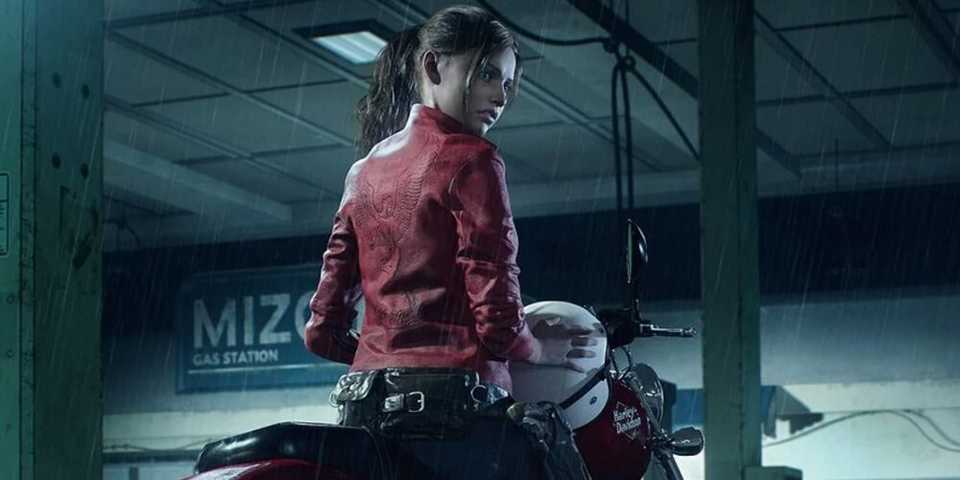 Claire on a motorbike in Resident Evil 2
