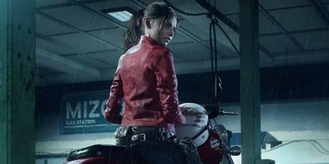 Claire on a motorbike in Resident Evil 2