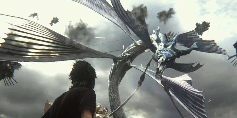 Noctis facing down the Leviathan 