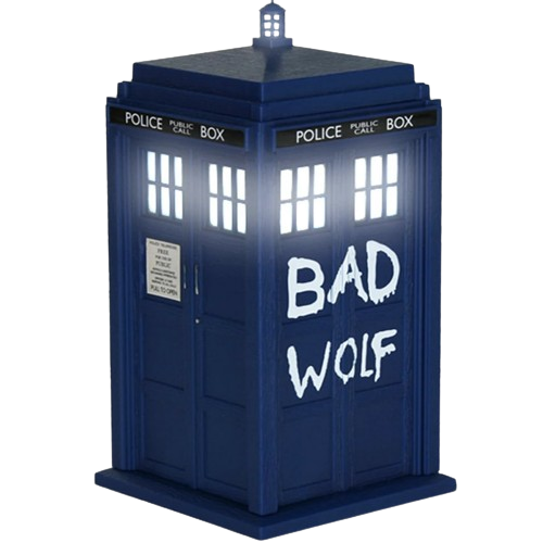 A Doctor Who Bad Wolf Tardis bluetooth speaker