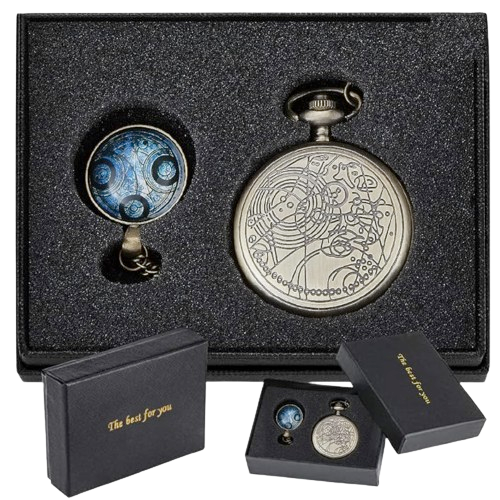 A Doctor Who themed pocket watch gift box