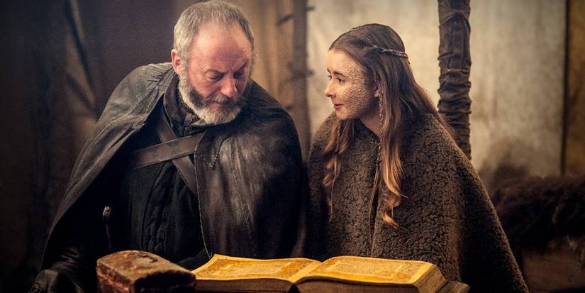 Shireen Baratheon with Davos Seaworth (in place of Patchface)