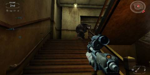 An Injector aimed at an inflated Beserker Splitter atop the stairs