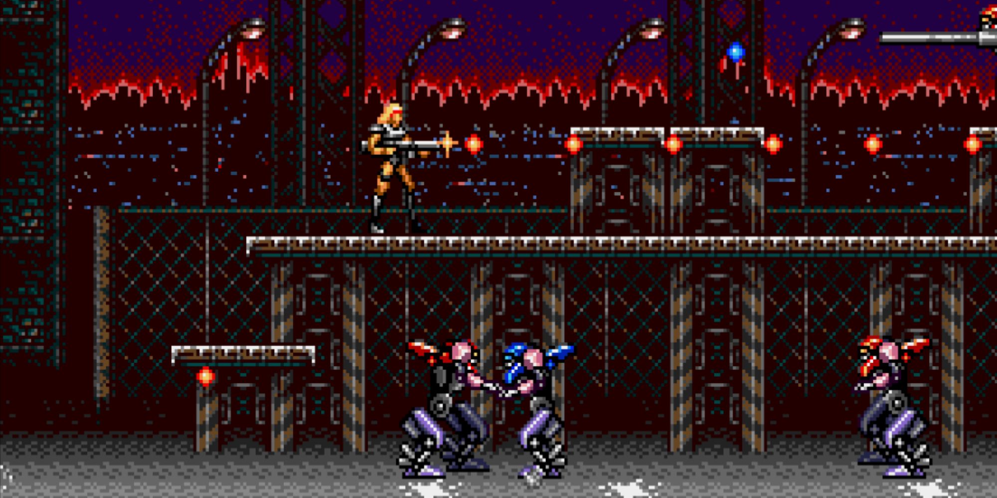 Shooting enemies in Contra Hard Corps