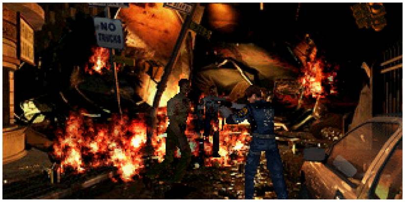 Shooting zombies in Resident Evil 2