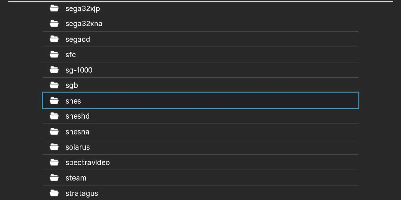 SNES folder on RetroArch