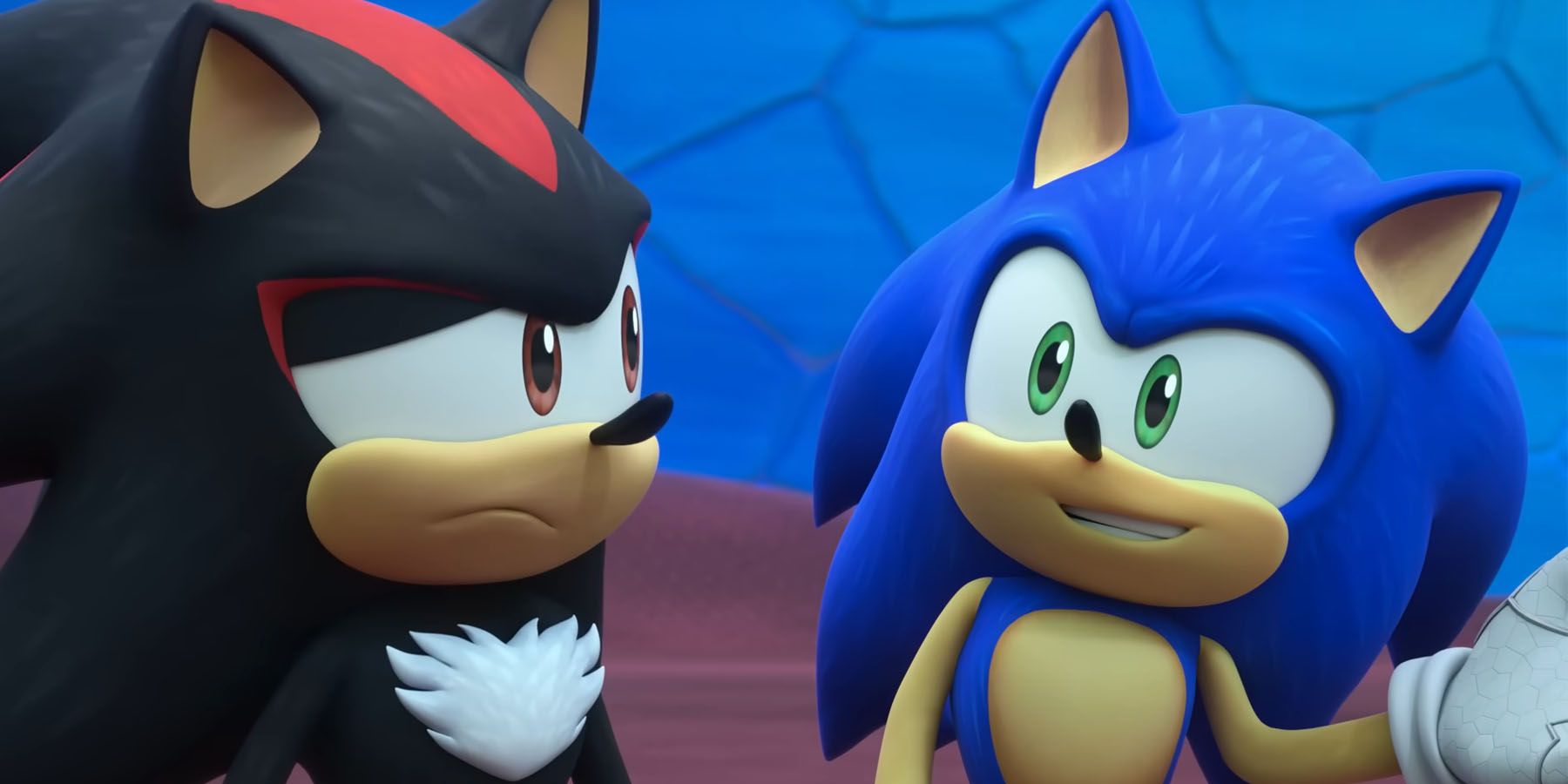 Sonic smiling at Shadow in Sonic Prime
