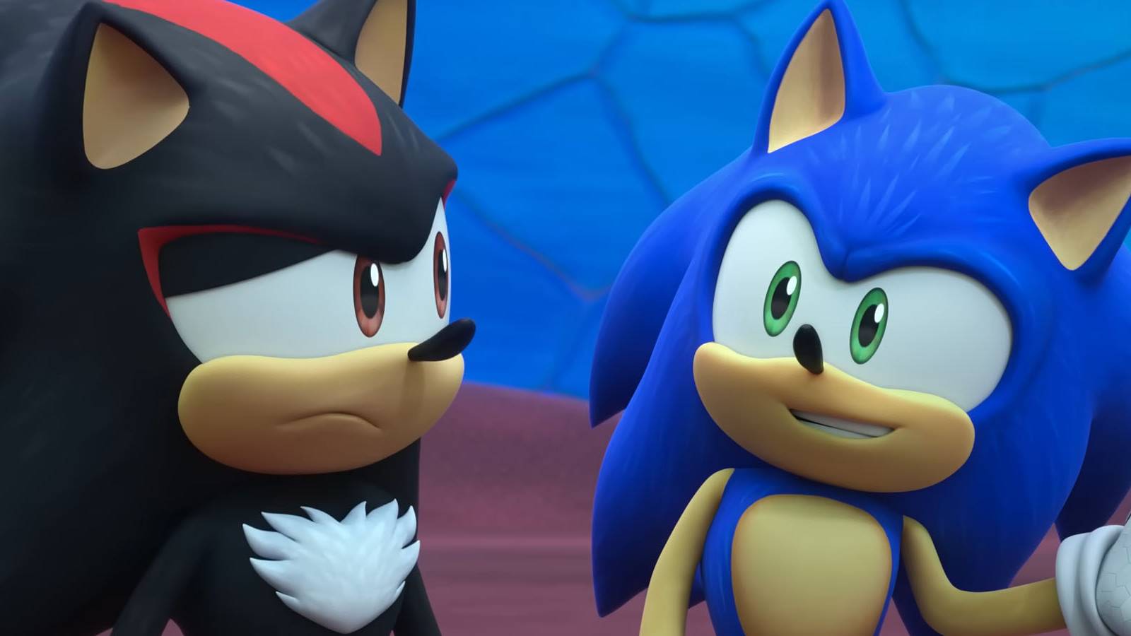 Sonic smiling at Shadow in Sonic Prime