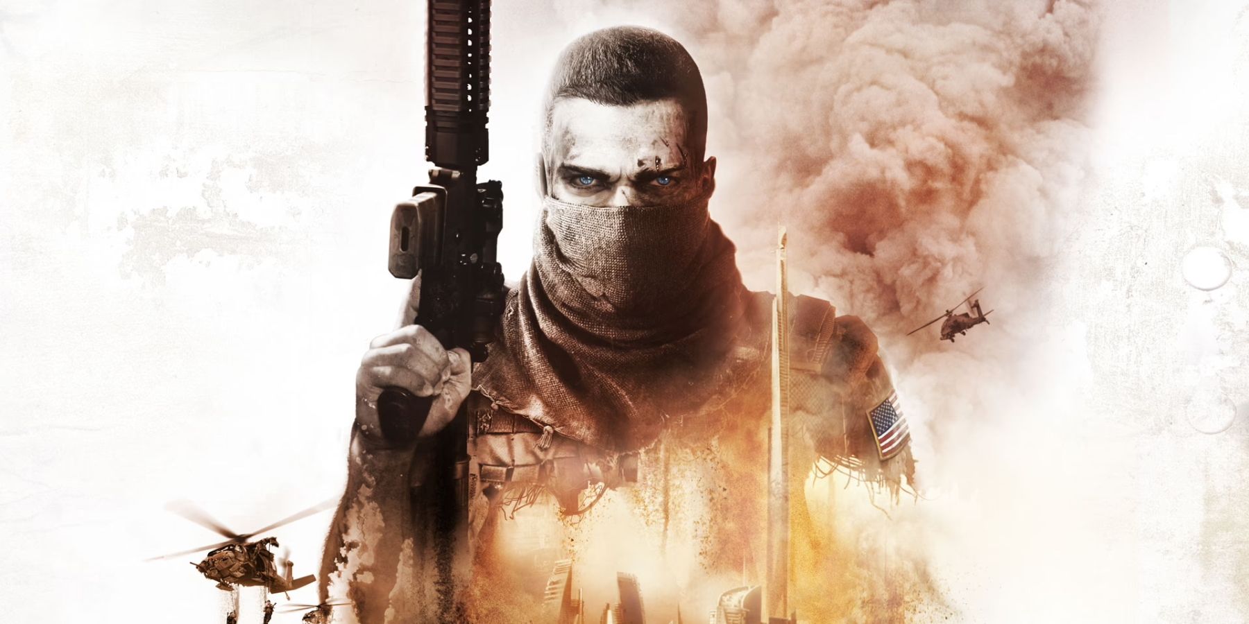 The key art for 2012 third-person shooter Spec Ops: The Line, depicting main character Captain Martin Walker.