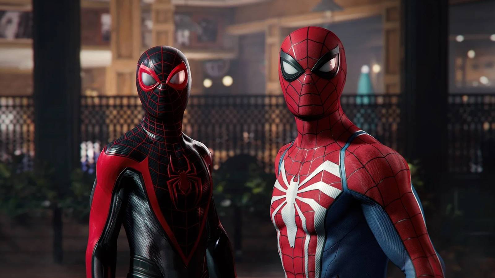 spider-man 2 game miles and peter standing together