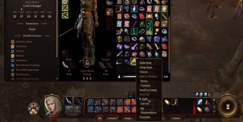 BG3: the Split item button