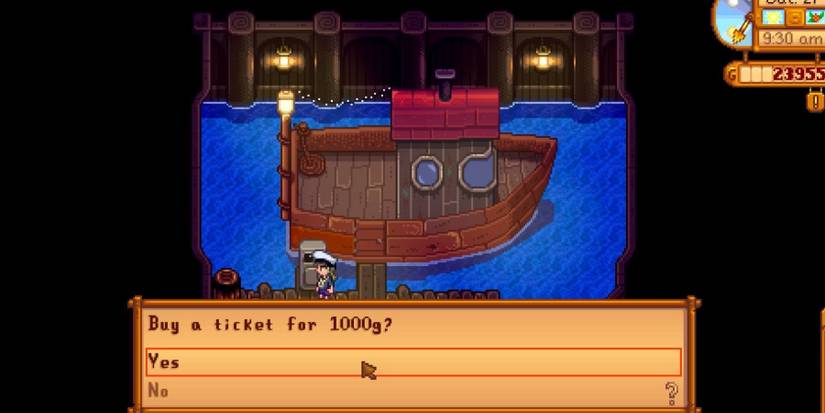 Buying a ticket in Stardew Valley