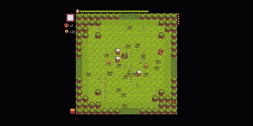 Image of a couple coins on the screen available to pick up in Journey of the Prairie King in Stardew Valley