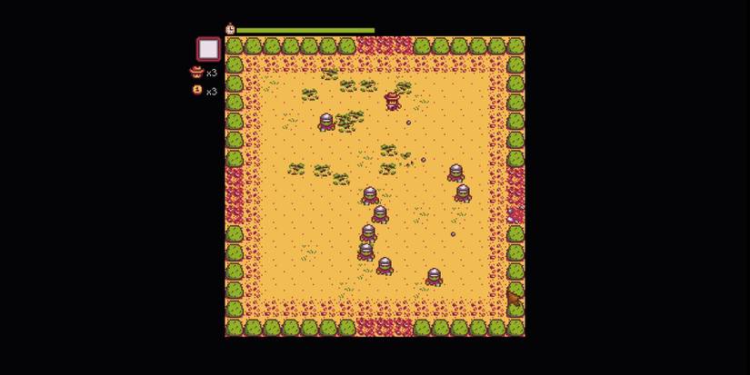 Image of the character shooting diagonally in Journey of the Prairie King in Stardew Valley