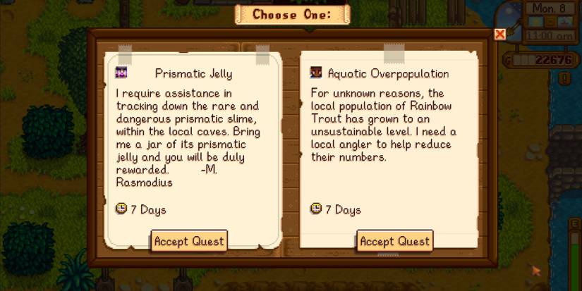 Image of the Special Orders Board with two different jobs available in Stardew Valley