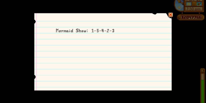 Stardew Valley Mermaid Show Note