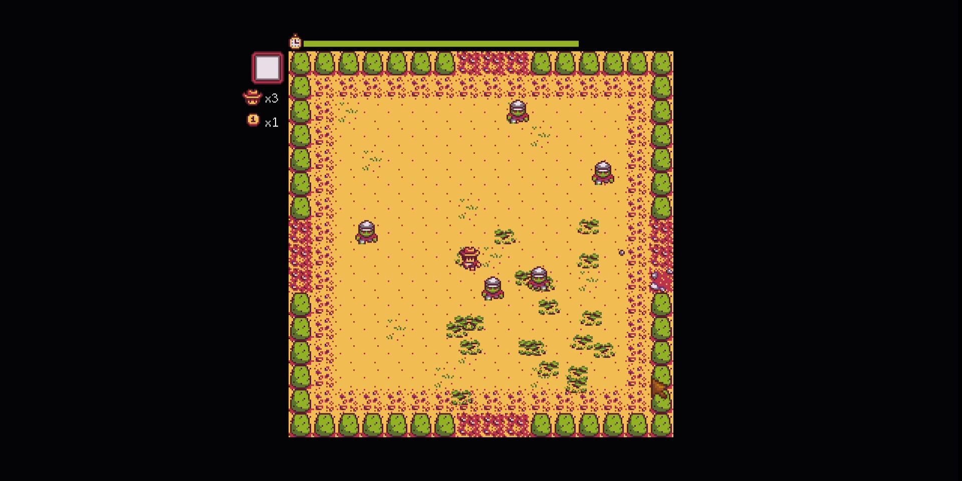 Image of the player staying in the middle of the map in Journey of the Prairie King in Stardew Valley