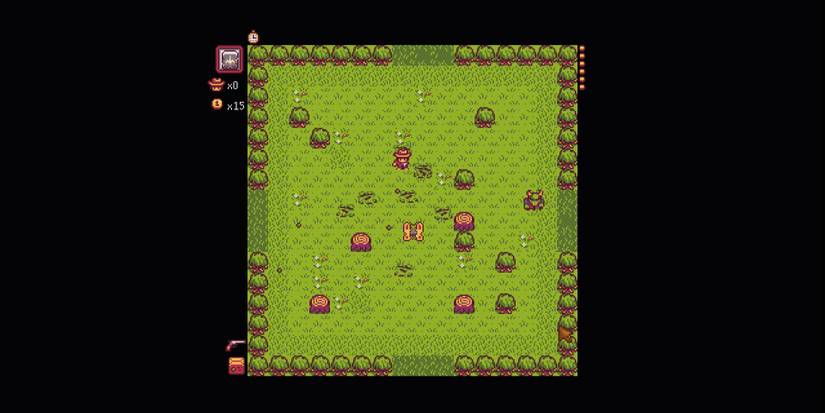 Image of the character repeatedly shooting at enemies in Journey of the Prairie King in Stardew Valley