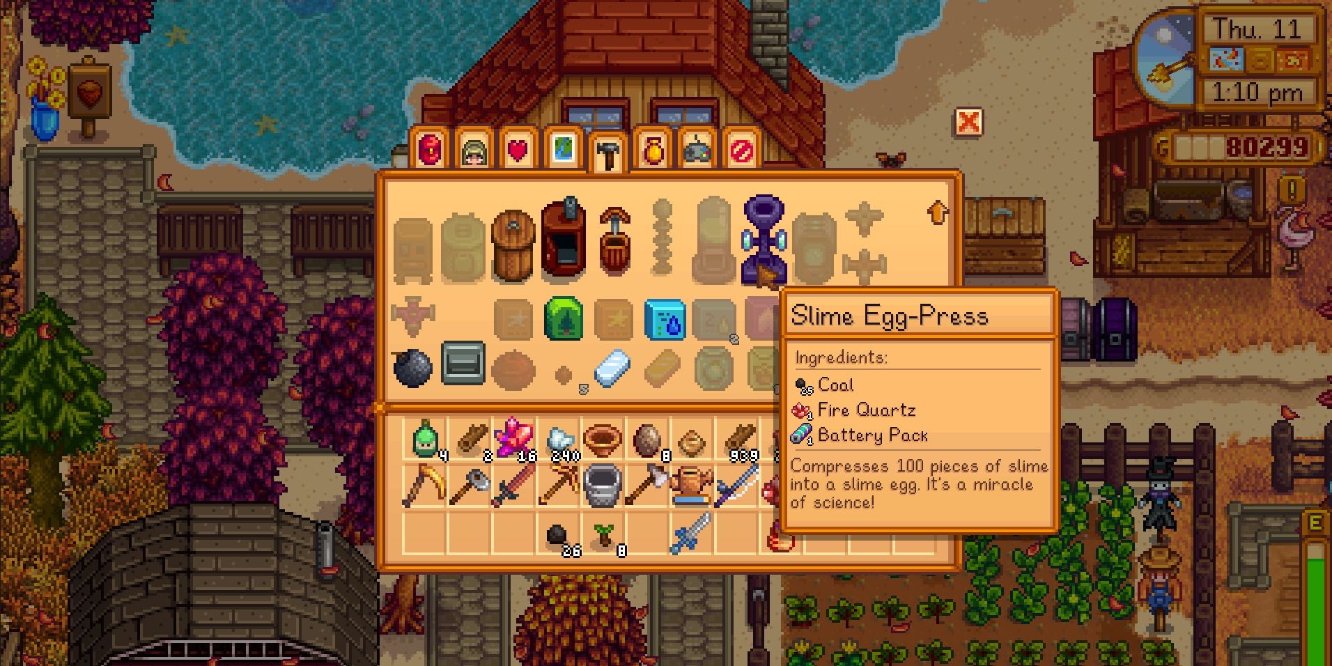 Image of a Slime Egg-Press recipe in Stardew Valley