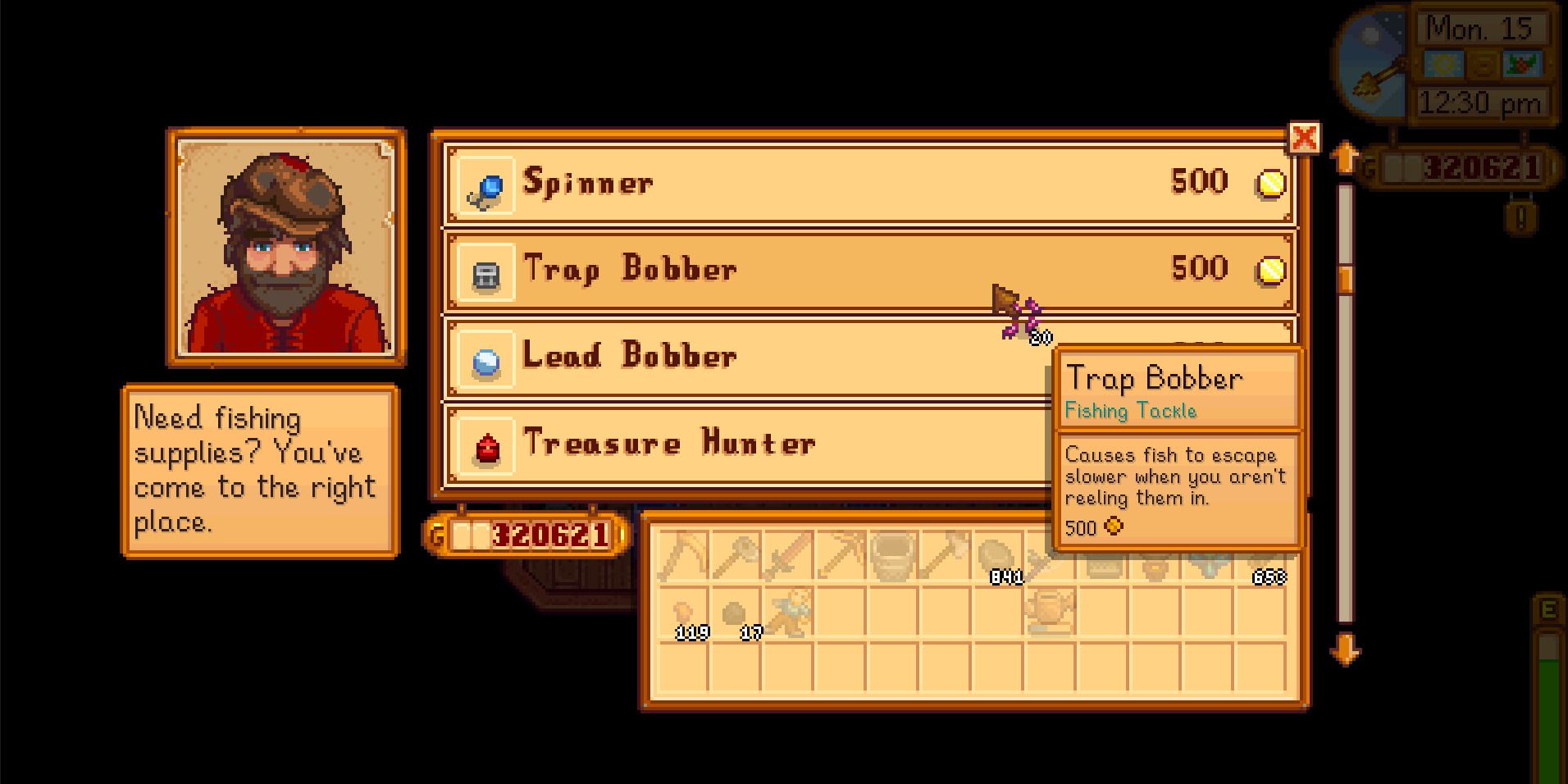 Image of the Trap Bobber available for purchase from Willy in Stardew Valley