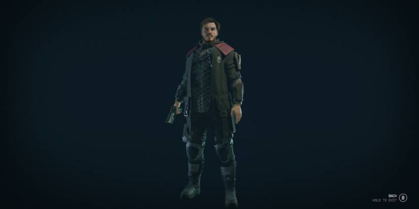 Starfield character wearing the Gray Pirate Captain Gear
