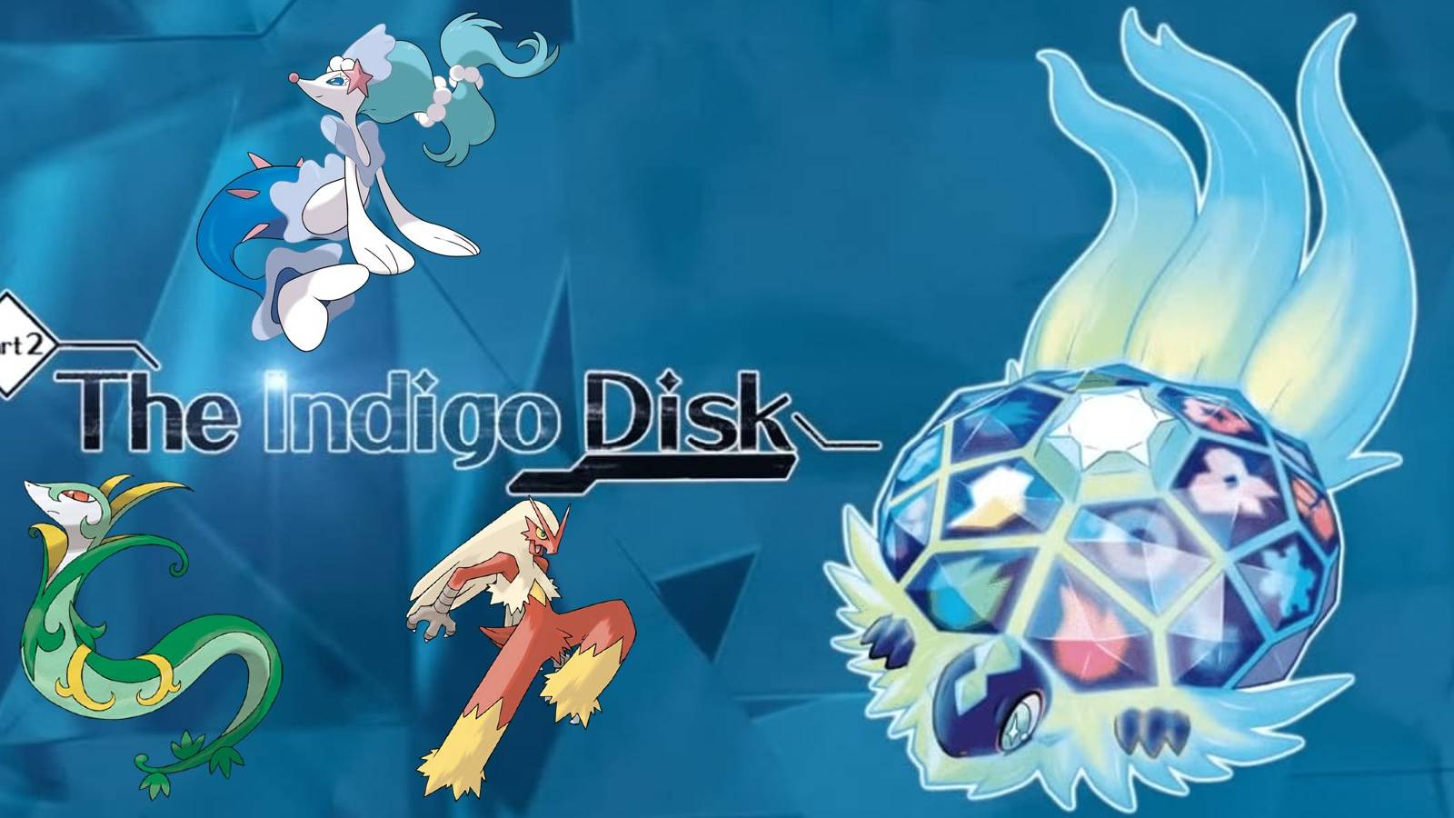 pokemon scarlet violet indigo disk dlc promo art with blaziken serperior primarina