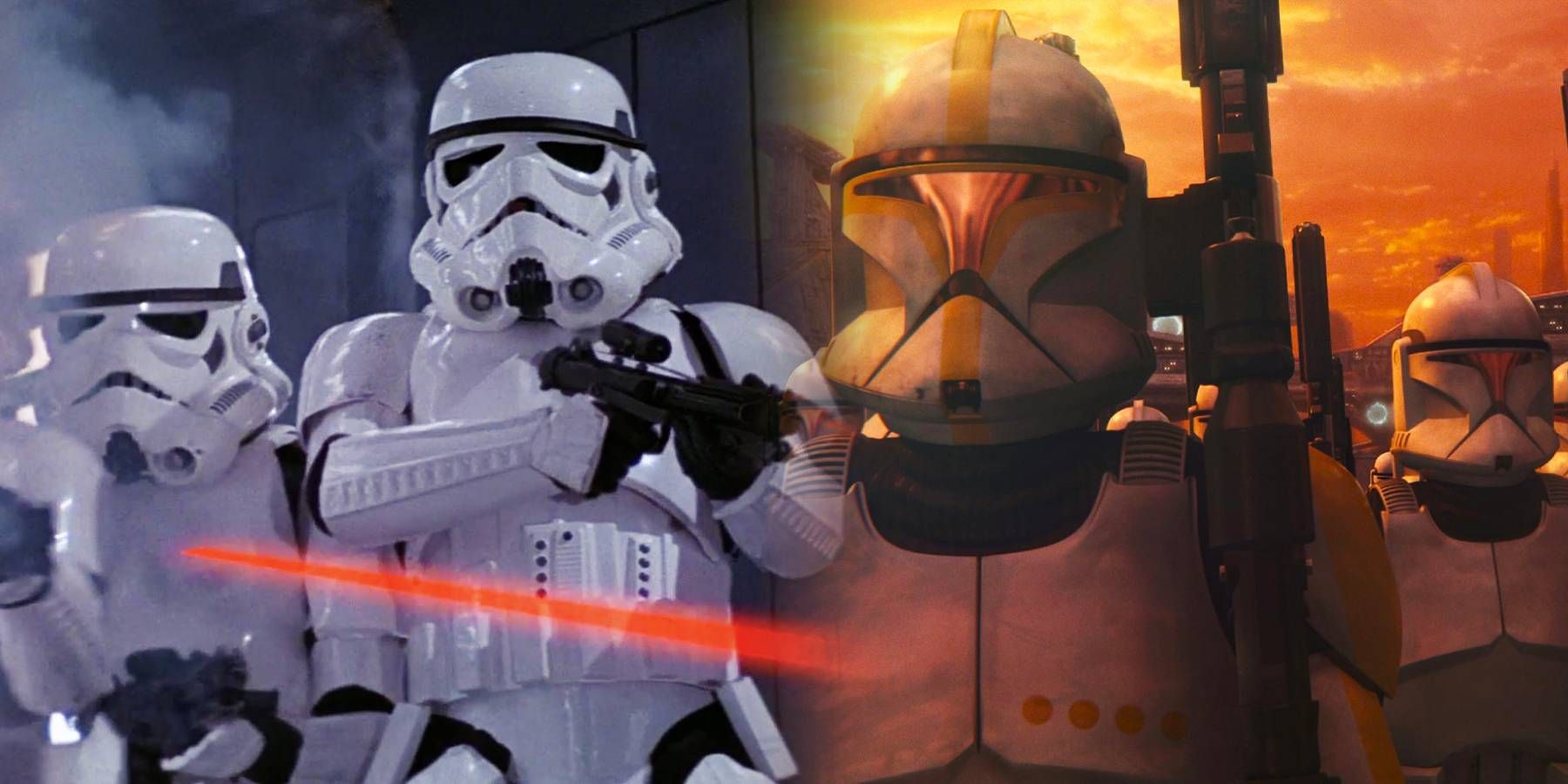 Stormtroopers and clone troopers from Star Wars