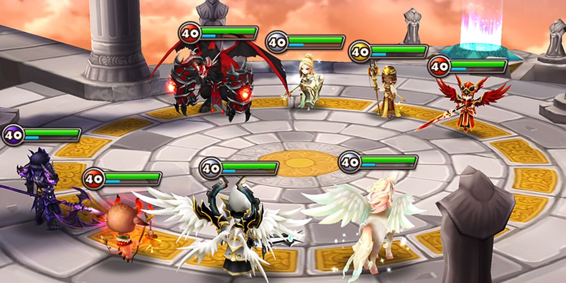 Summoners War: two teams are fighting