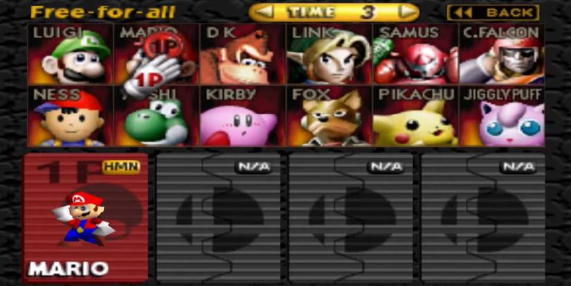 Character select screen from Super Smash Bros.